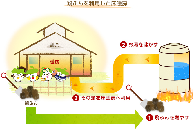 鶏ふんを利用した床暖房